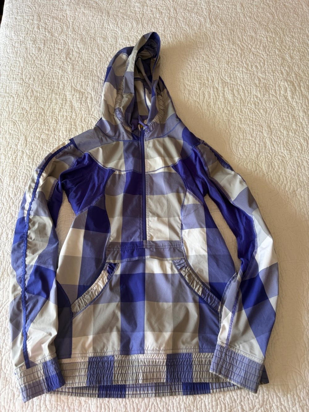 lululemon athletica Purple & Gray Plaid Hooded Windbreaker
